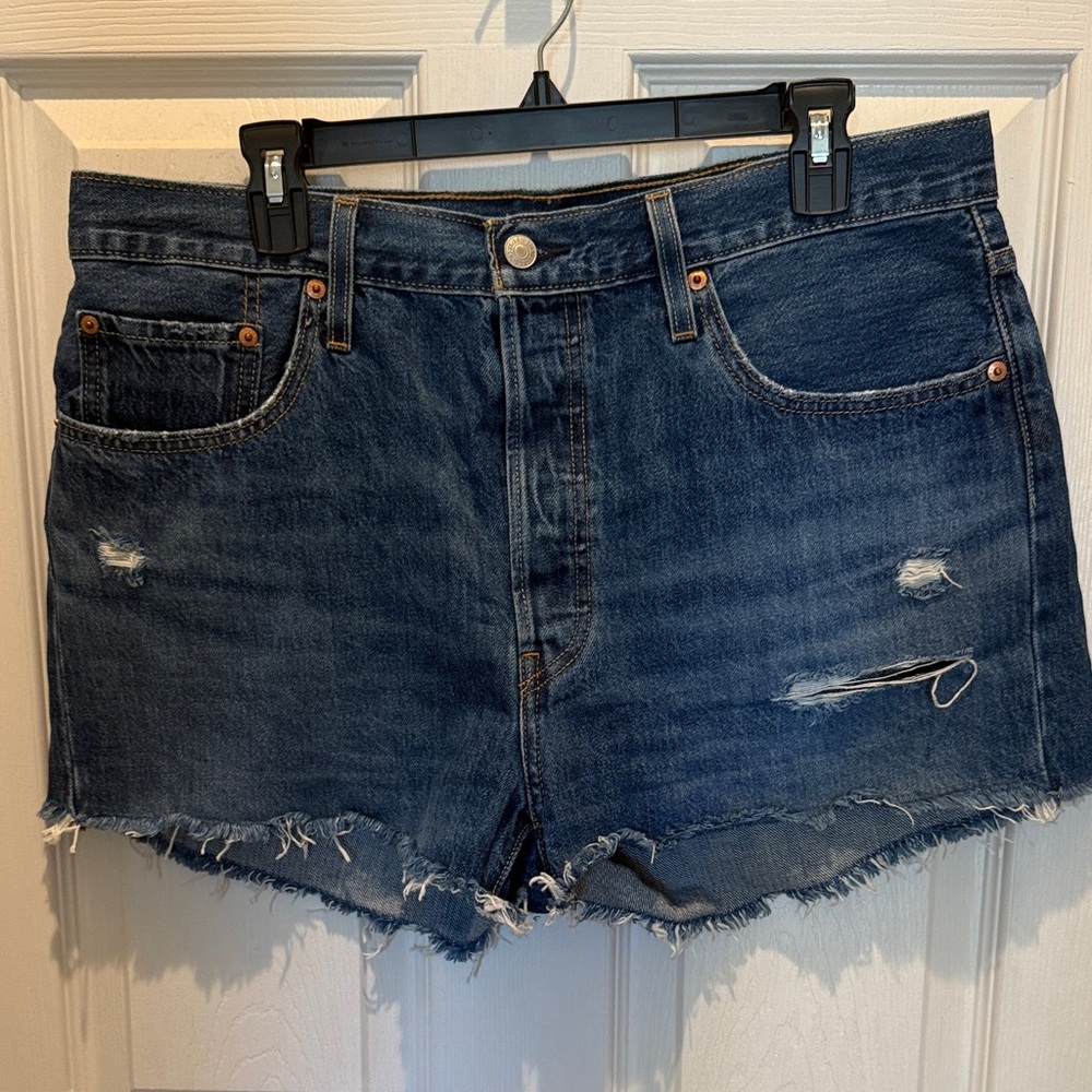 Levi's Blue Distressed Jean Shorts